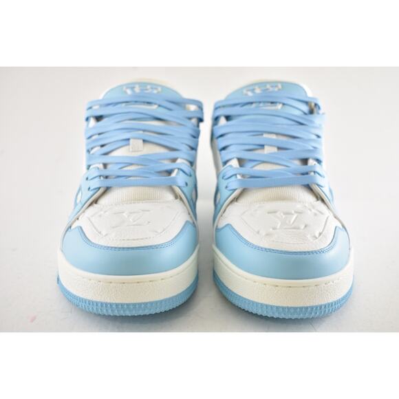 Louis Vuitton Sky Blue Empreinte White Leather Low Trainer Sneaker UK 9 US 10 11 - Picture 14 of 16